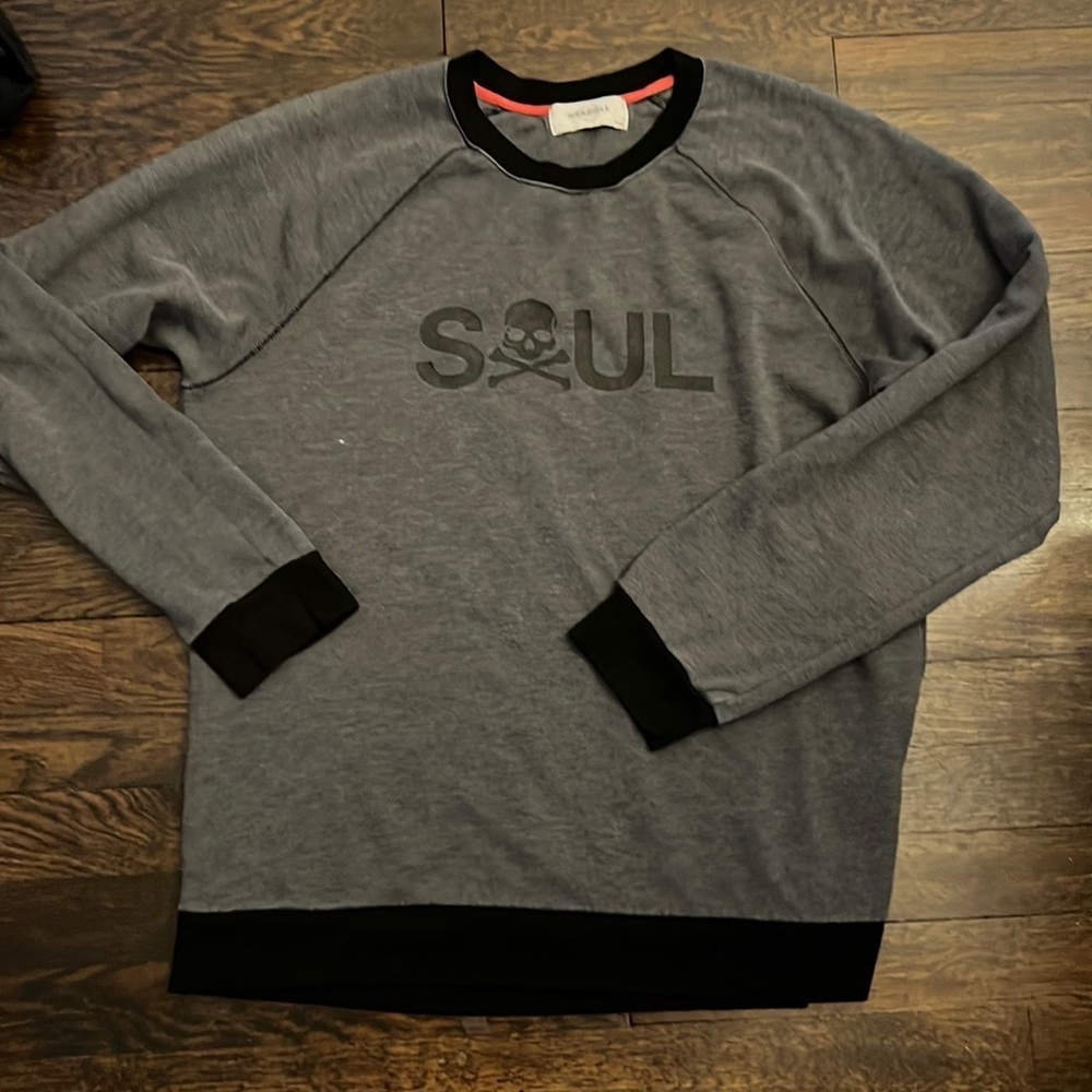 Soulcycle gray and black sweatshirt